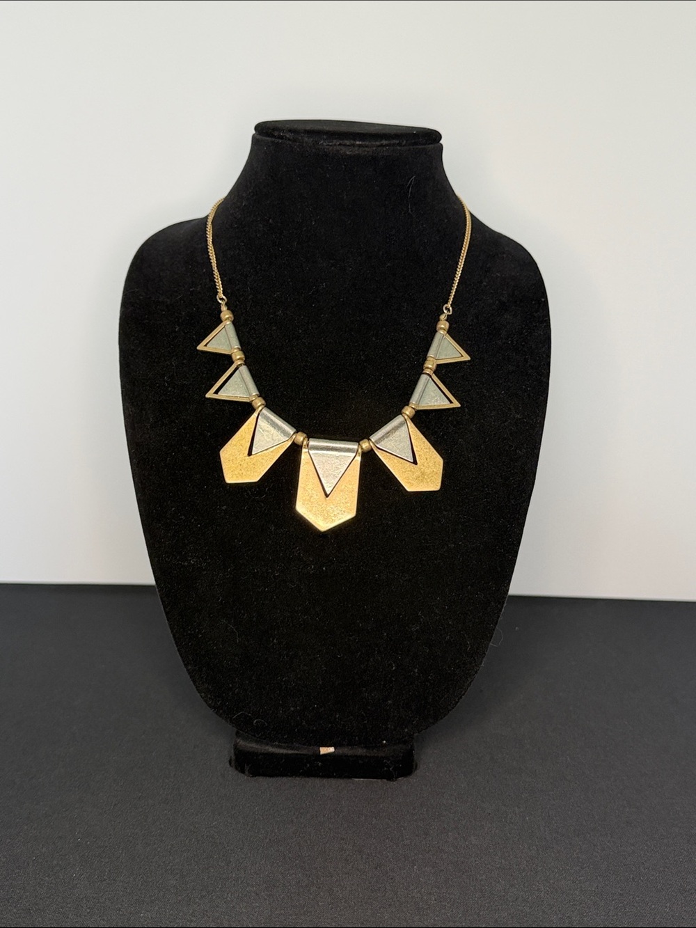 Two Toned Metal Statement Necklace